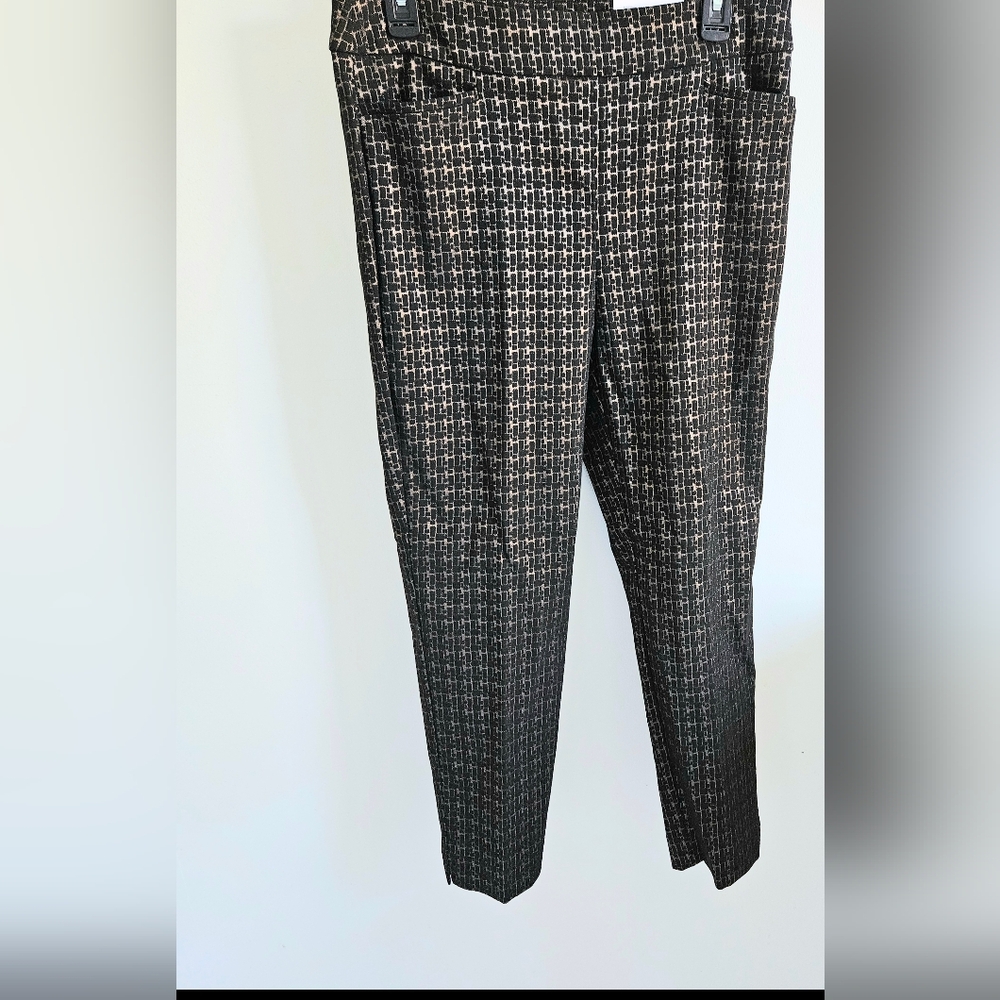 Chico's Brigitte Slim Leg Black Metallic Print Pants NWT
